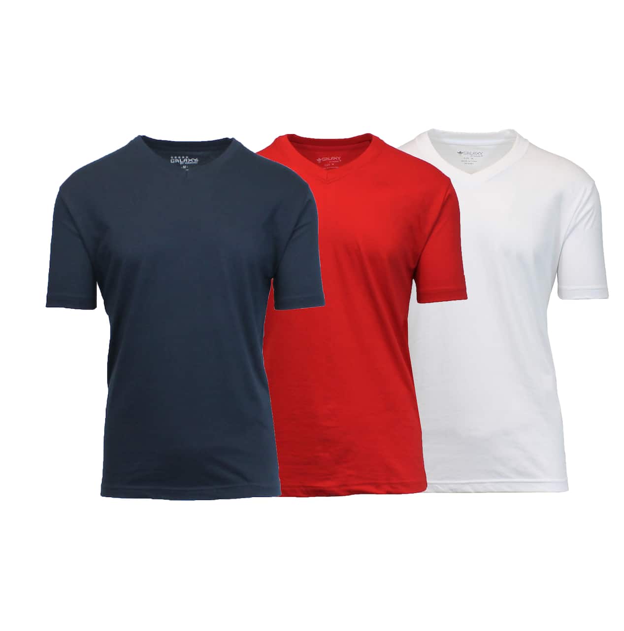 Galaxy by Harvic Men's Short Sleeve V-Neck T-Shirt 3 Pack